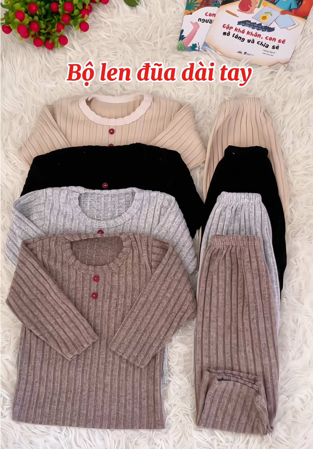 Combo 3 bộ len đũa dài tay cho bé mặc thu đông #quanaotreem #bolen #bolenlongtho #bodaitaychobe #xuhuong 