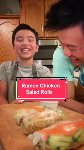 Chicken Ramen Salad Rolls #saladrolls #ricepaper #ramen #asianfood #DinnerIdeas  8 servings total 229 Cals/serving 12g Protein 6g Fat 28g Carbs 3 Chicken thighs (skinless boneless) 1 dash Salt 1 dash Pepper Sauce: 1/4 cup Soy sauce 1 1/2 tbsp Hoisin Sauce 3 tbsp Honey 4 cloves Garlic (minced) 1 tsp Sesame oil 2 packs Mi goreng stir fry instant noodles by Indomie 1/2 Cucumber (julienned) 1/2 cup Green onion (chopped) 1 cup Bean sprouts 1 large Carrot (julienned) 8 sheets Rice paper Pan fry chicken 4-6min each side on med/high heat or until fully cooked. Dipping sauce - Hoisin sauce, sriracha, crushed peanuts