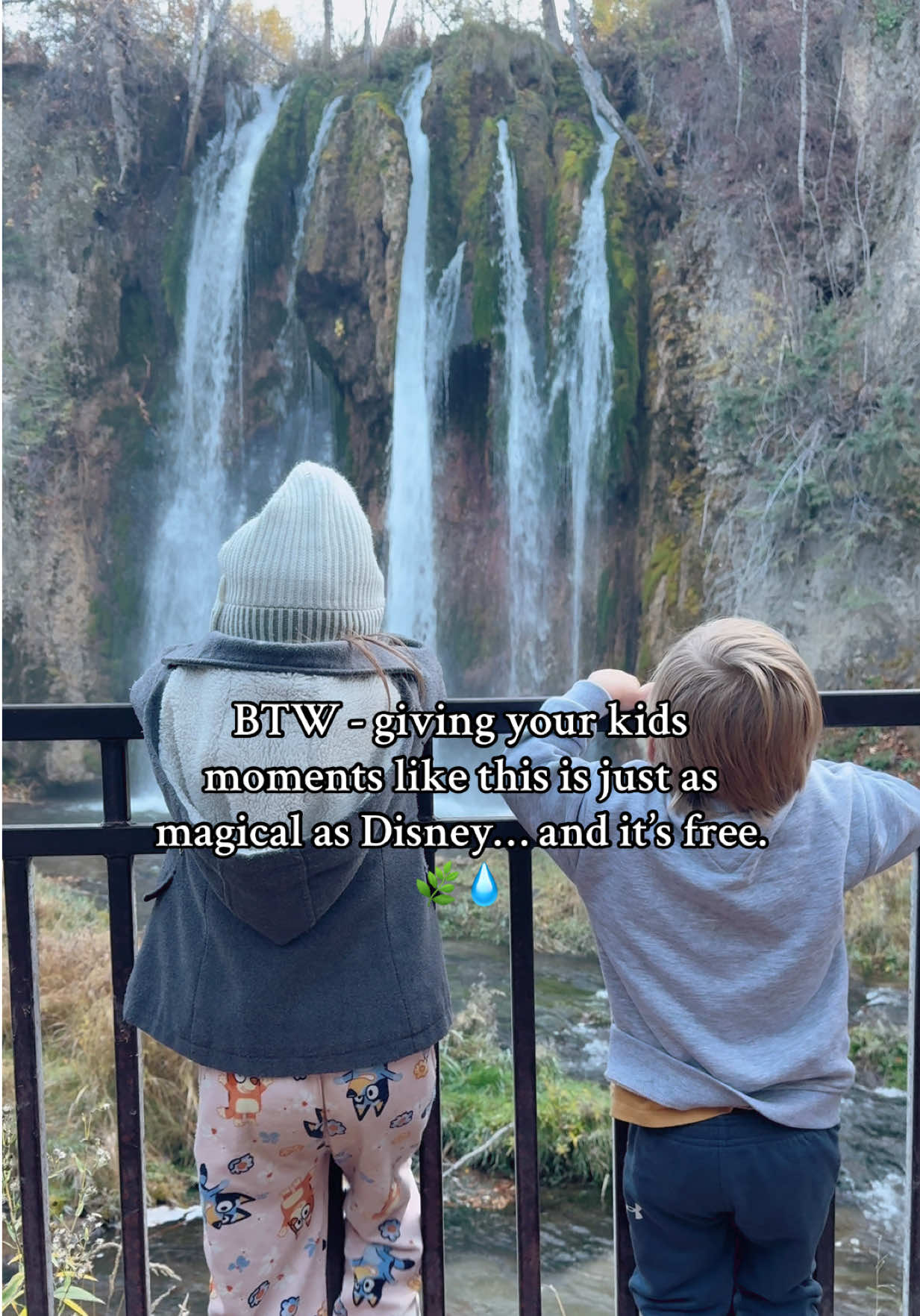 Giving your kids moments like this is just as magical as Disney, maybe even better. There’s no line, no price tag, just pure joy and wonder. Sometimes I think we forget that kids don’t need all the extras — they just need us, the world, and a moment that feels new. Tell me I’m wrong, but this kind of magic feels more real. 🌿💧#disneymom #familytravel #scenicview #waterfalls #youngmom 