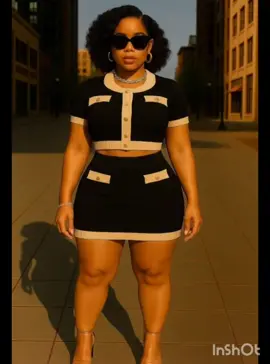 Soft curves. Sharp game. This is power in a two-piece. 💼🔥” Shop with me on tiktok tricegoddess showcase  Serving Boardroom Baddie meets Street Chic. The contrast trim, gold buttons, and flawless fit say: “I didn’t come to play, I came to own the block.” 🖤✨ #GoddessStyle #LuxuryStreetwear #BossEnergy #TwoPieceSet #ChicAndCurvy         