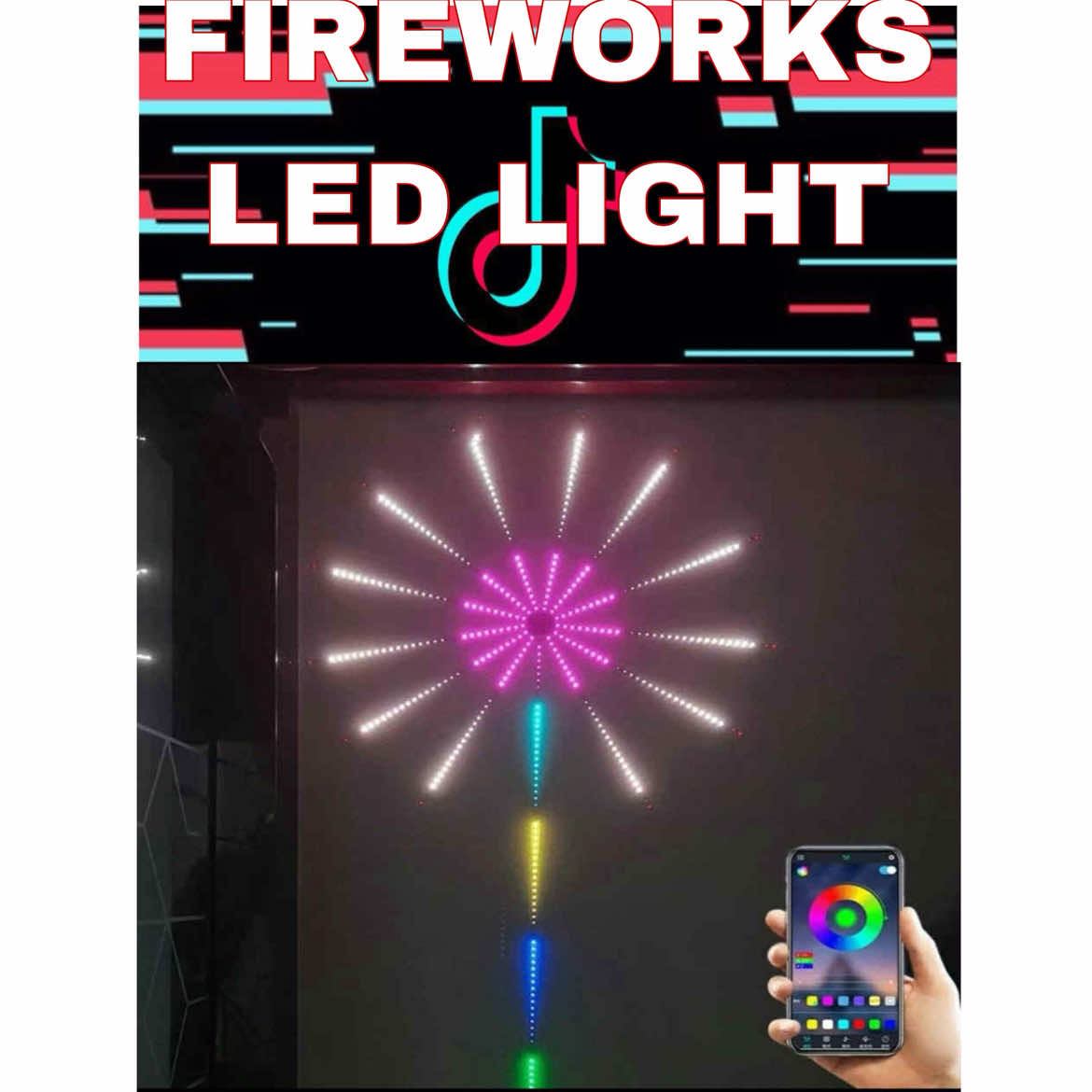 solar powered led fireworks light. #fireworkslight #striplights #christmaslights 