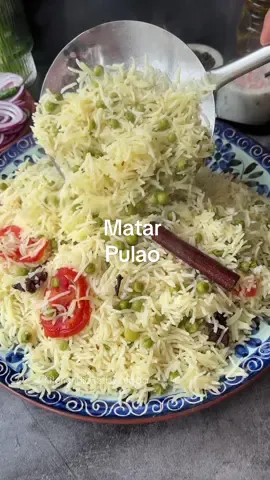 Matar (Peas) Pulao with Lacha Piyaz (Onion Salad) and Harra Raita (Green Raita)  Matar Pulao Ingredients;  Rice: 4 cups  Peas: 1 & 1/2 cups Ginger & garlic paste: 1 tablespoon Green chillies: 5 Onions: 1 medium  Oil or ghee: 1/4 cup Tomatoes: 1 medium Salt: 1 & 1/2 tablespoons Chicken powder: 2 tablespoons Bay leaves: 3 Cinnamon sticks: 3 inches Cloves: 4 pcs Black cardamoms: 3 Green cardamoms: 6 Star anise: 3 Cumin seeds: 1 tsp Water: 5 cups Onion Salad;  Salt: to taste Coriander Powder: 1/2 tsp Garam Masala: 1/2 tsp Chilli Powder:1/2 tsp Black pepper: 1/2 tsp Chaat Masala: 1/2 tsp Green chillies: 1 Coriander: 2 tbsp Lemon juice: 1 tbsp Onions:3 Raita ingredients; Yogurt: 1/2 cup Water: 2 tbsp  Mint: 1/2 cup Coriander:1/2 cup Green chillies: 2  Garlic: 3 cloves Salt: to taste