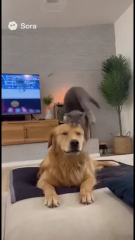 Part 8| Cat doing RKO to the Dog #sora #funny #funnypets #cat #dog 