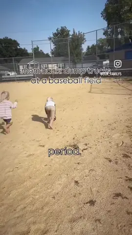 dump truck + baseball field = tired toddlers .  I’ve said it once, I’ll say it again.. dump trucks are my hidden gems🤝 #motherhood #3under4 #parenthood #sahmomlife #sahm 