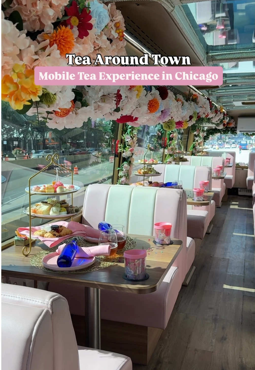 Chicago- a mobile tea experience is here! 🫖✨ @Tea Around Town® has made its way to the Windy City! Enjoy a 75 minute ride on their signature pink double- decker bus that’s decorated in flowers, while enjoying delicious treats and tea tasting- all while passing through Chicago downtown!  Use ALLISINCHICAGOLAND5 for 5% off any Tea Around Town experience (valid for one year)! #chicagobucketlist #thingstodoinchicago #chicagothings #explorechicago #teaaroundtownchicago   