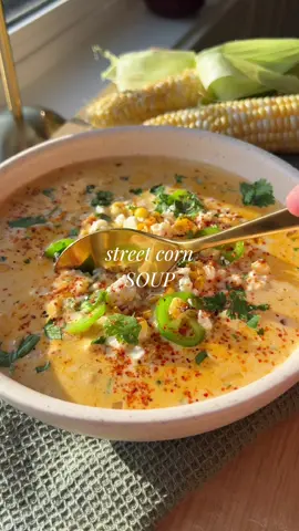 street corn soup 🌽 this soup is inspired from the mexican dish elotes. it’s light while still being comforting and packed with tons of flavour. 🥘 recipe is on my blog kennascooks.com 💛 #mexicanstreetcorn #elote #cornsoup #EasyRecipe #comfortfood     
