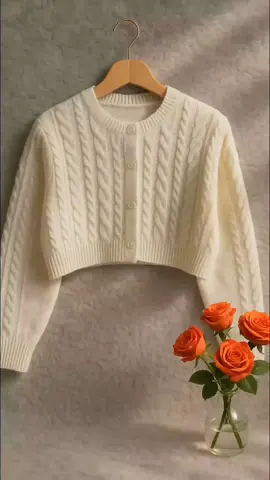 Camelia Crop Tee Cable Cardy Rajut atasan wanita kekinian style Korea  #rajutpremium  #bajurajut  #fypage 