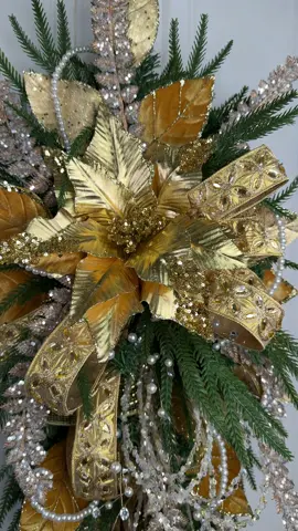 Only 3 of this beautiful kit left at tmigifts.com.  This stunning piece was designed by @Victoria’s Vines Wreath Co Use code VICTORIA20 for 20% off the this Pearl Luxe Swag Kit #goldchristmas #pearls #christmas #jewels #fyp 