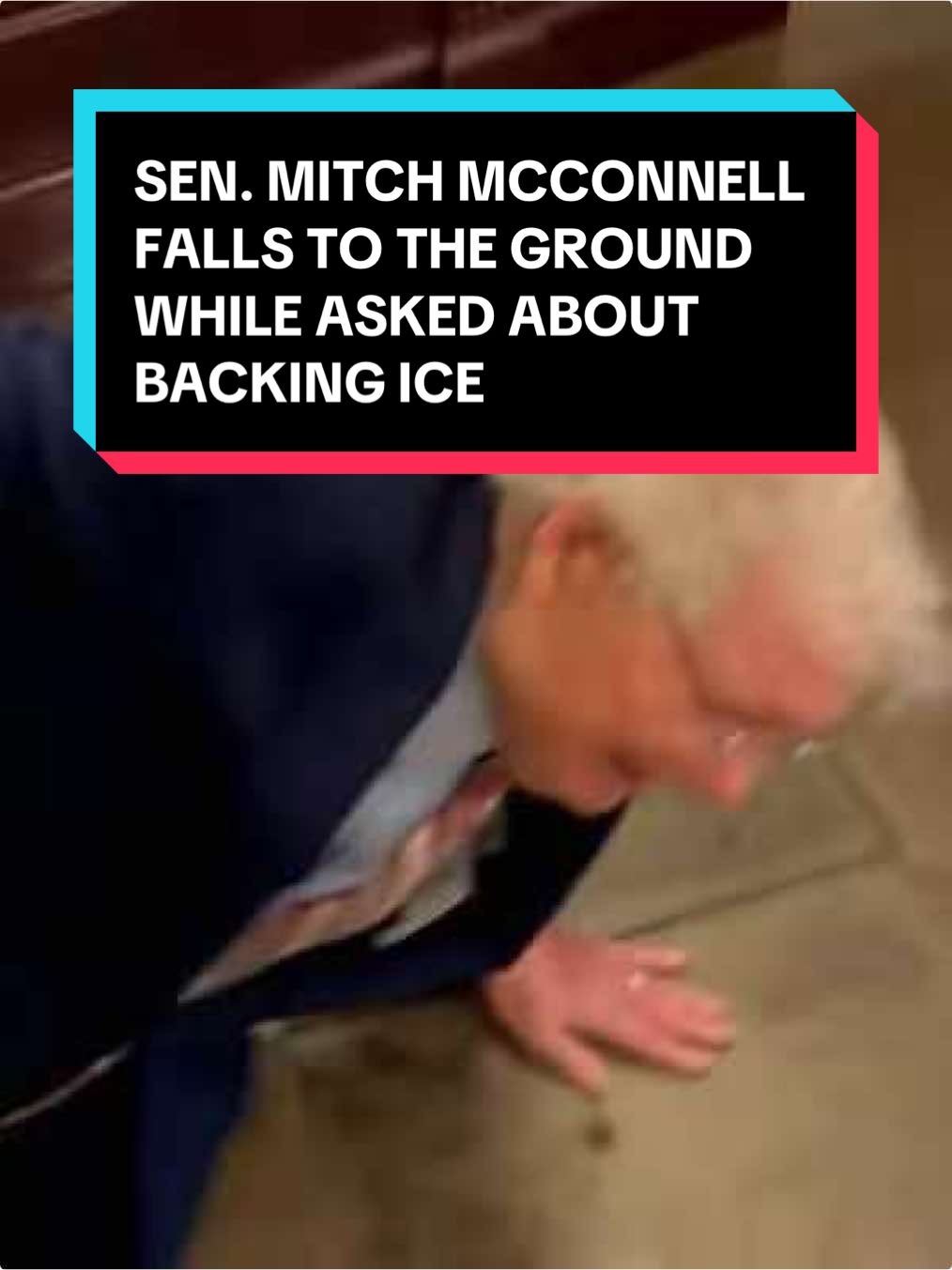 Senator Mitch McConnell lost his balance and fell to the ground in a Senate office building, as an activist was questioning him if he backed the actions of #ICE.  #news #newsweek #politics #Congress
