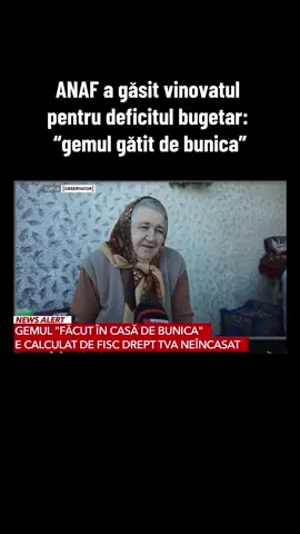 Șeful Agenției Naționale de Administrare Fiscală (ANAF), Adrian Nica, a anunțat, la Antena 3 CNN, că România încearcă să calculeze mai corect deficitul de TVA, deoarece, în prezent, în acest gap, este inclus și „gemul pe care îl face în casă bunica”.  Taxa pe valoarea adăugată este cea mai prost colectată taxă din România. Potrivit specialiștilor, din 100 de lei realizați efectiv, Fiscul colectează doar 65 de lei, deci o treime rămâne necolectată. Sursa: Antena 3 CNN  #stirilezilei 