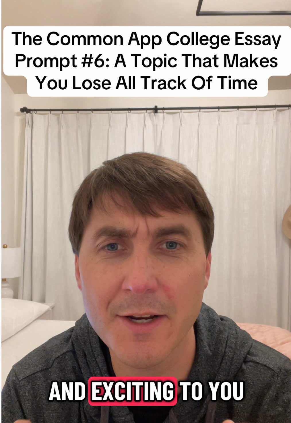 The Common App College Essay Prompt # 6! A topic, idea or concept that makes you lose all track of time. This is not a particularly common topic to write about, but if it resonates with you please consider it! Just make sure you answer all the questions the prompt asks. #collegeadmissions #collegeapplications #commonapp #collegeessays