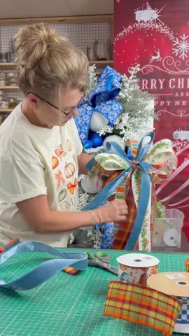 Fall bow making with Lorie.  All supplies from tmigifts.com #wreathmaking #fyp #falldecor #fallbow #bowmaking 