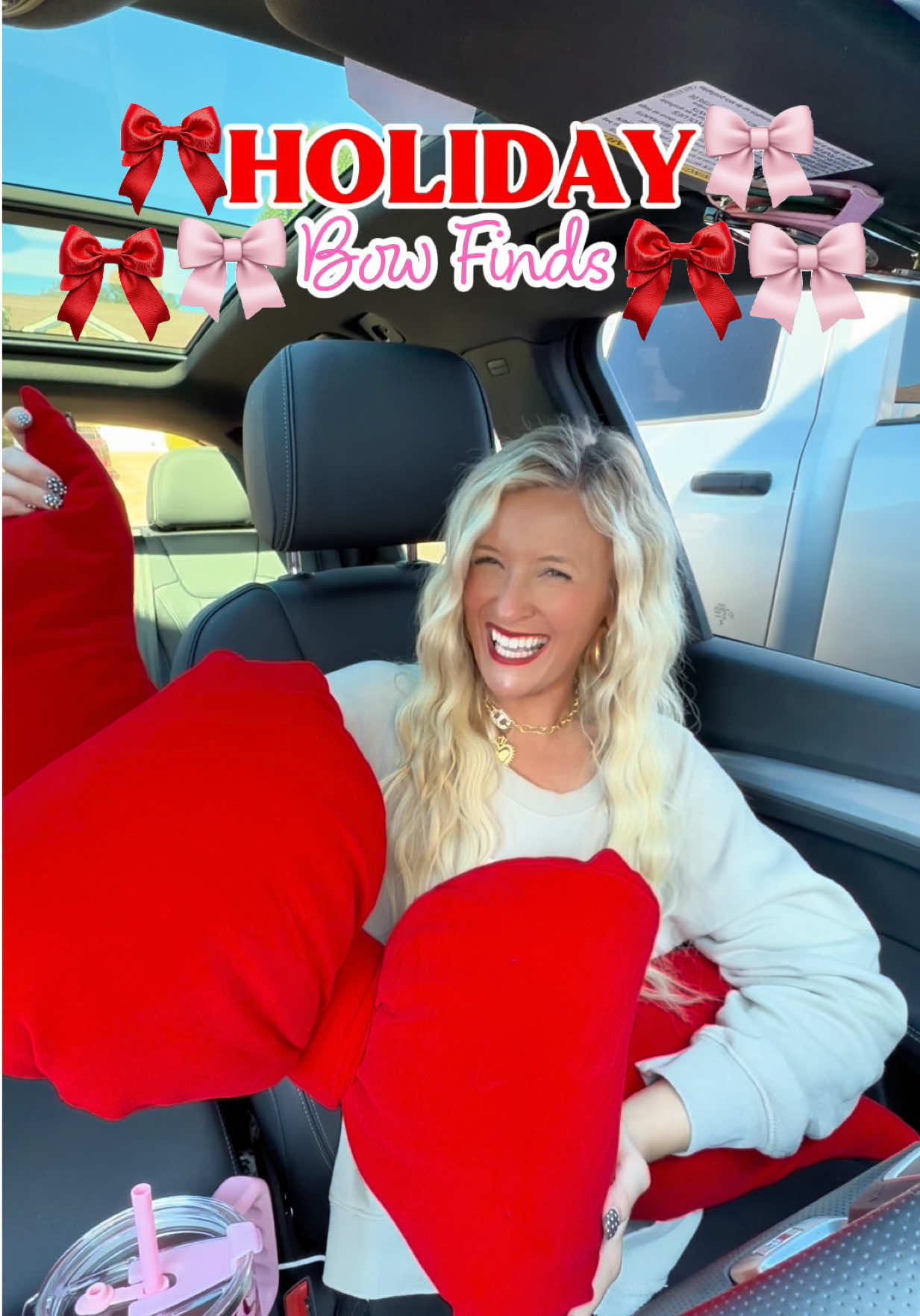 Christmas decor BOW haul! 🎀♥️ How adorable is this giant red bow pillow y’all! Not to mention, the bow cups! 🫶🏼 You know your girl loves her some Christmas decor shopping! 🎅🏻 linked in bi🫶🏼 on my LTKit! #shoppinghaul #christmasdecor #christmasdecorations #bowpillow #fyp 