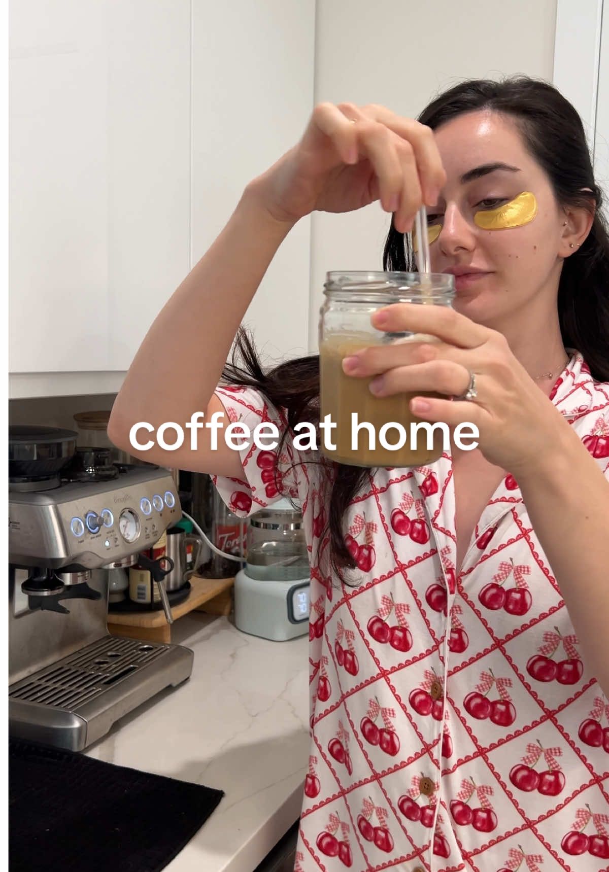 Current coffee fixation 😋☕️ 1 tablespoon condensed milk  dash of cinnamon  2 espresso shits  splash of milk (I used whole milk) Add ice + enjoy  #coffeeathome #spanishlatte #icedcoffee #momlifestyle #sahmlife 