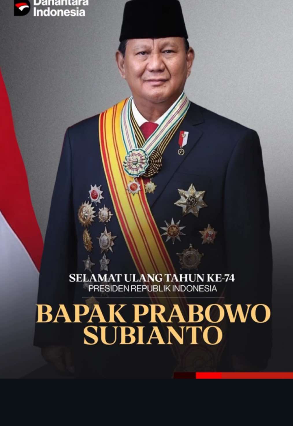 Selamat ulang tahun yang ke-74, Bapak Presiden Prabowo Subianto 🇮🇩 Terima kasih atas ketulusan dan cintamu untuk Indonesia. Semoga selalu diberi kesehatan, kekuatan, dan kebijaksanaan dalam memimpin negeri ini. Kami bangga memiliki presiden sepertimu, Bapak. ❤️🤍#prabowo #ultahprabowo #prabowosubianto #ulangtahunprabowo #gerindra 