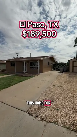 Check out this affordable home for sale on the Northeast Side of El Paso, Texas 🤩 $189,500 3 Bedrooms 1 Bathroom  974 Square Feet Contact me for more information or to schedule a tour! Adrian Varela with Clearview Realty ☎️(480)271-3206 Listing Agent: Dale Lofgren