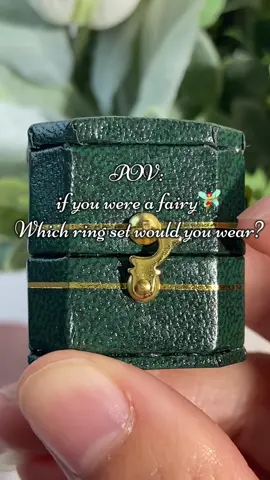POV: Ring sets only a fairy would wear 🧚‍♀️💍 Whimsical, nature-inspired, and full of magic — each design shimmers with vine details, moonlight sparkle, and gemstones that look like they were found in an enchanted forest. Made for the non-traditional bride who dreams in starlight, loves the beauty of nature, and believes in happily-ever-after. ✨🌿 #FairyRings #RingSets #NatureInspiredJewelry #FairycoreJewelry #FantasyJewelry 