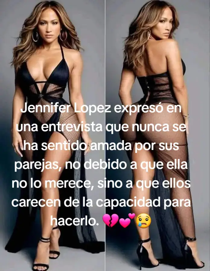 Jennifer Lopez expresó en una entrevista que nunca se ha sentido amada por sus parejas, no debido a que ella no lo merece, sino a que ellos carecen de la capacidad para hacerlo. 💔💕😢