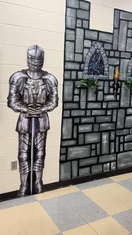 Things needed for a middle school medieval themed classroom: castles and knights! I spent a week this summer painting the castle in and I made the game board over a span of a couple weeks last year. #castle #medievalfantasy #knight #middleschool #englishclass 