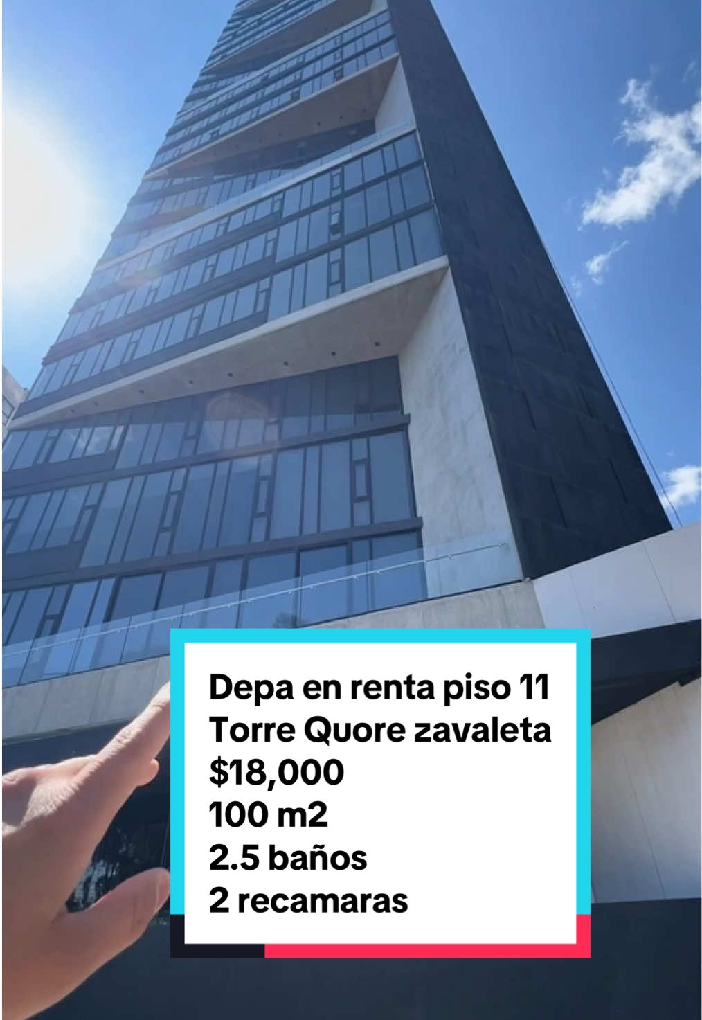 Depa en renta en Torre Quore, Zavaleta ✨ Piso 11: $18,000 ✨ Piso 16 en venta 100 m² | 2 recámaras | 2.5 baños | 2 estacionamientos 🚗 Con Parkimovil, excelente ubicación y vista 180° a la ciudad 🌆 📍 Vive en una de las torres más exclusivas de Puebla #puebla #renta #departamento #amenidades #cholula 