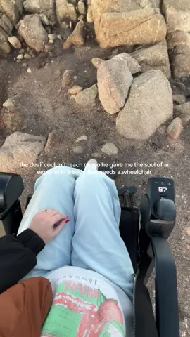 greatful for mobility aides that allow me to get this far but forever wishing I was the one out there climbing on the rocks ♿️ Interrupting my regularly scheduled journaling content to get a little more personal, hope that’s ok 🫶🏻✨ #lgmd #wheelchairgirl #disabilityawareness #accessibility #musculardystrophy 