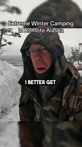 He said little bit windy out there😭⛺️ #camping #survival #alaska #snow #blizzard 