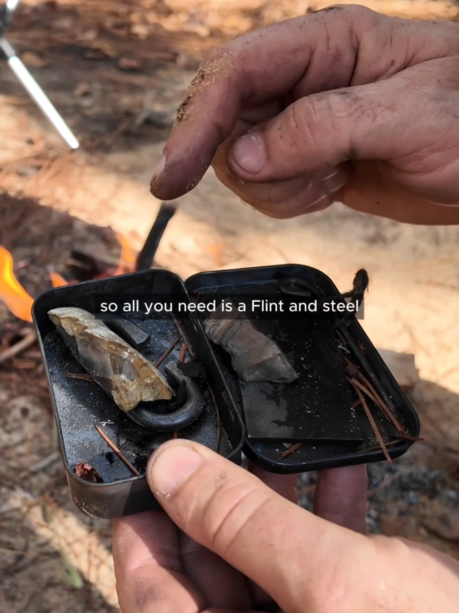 Can You STILL Start a Fire Like This? #survival #flintandsteel #firestarter #battlbox #currin1776 #fyp