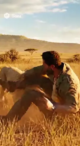 A lion attaque à man 🤯#lion #sora #fouryou #sora2 