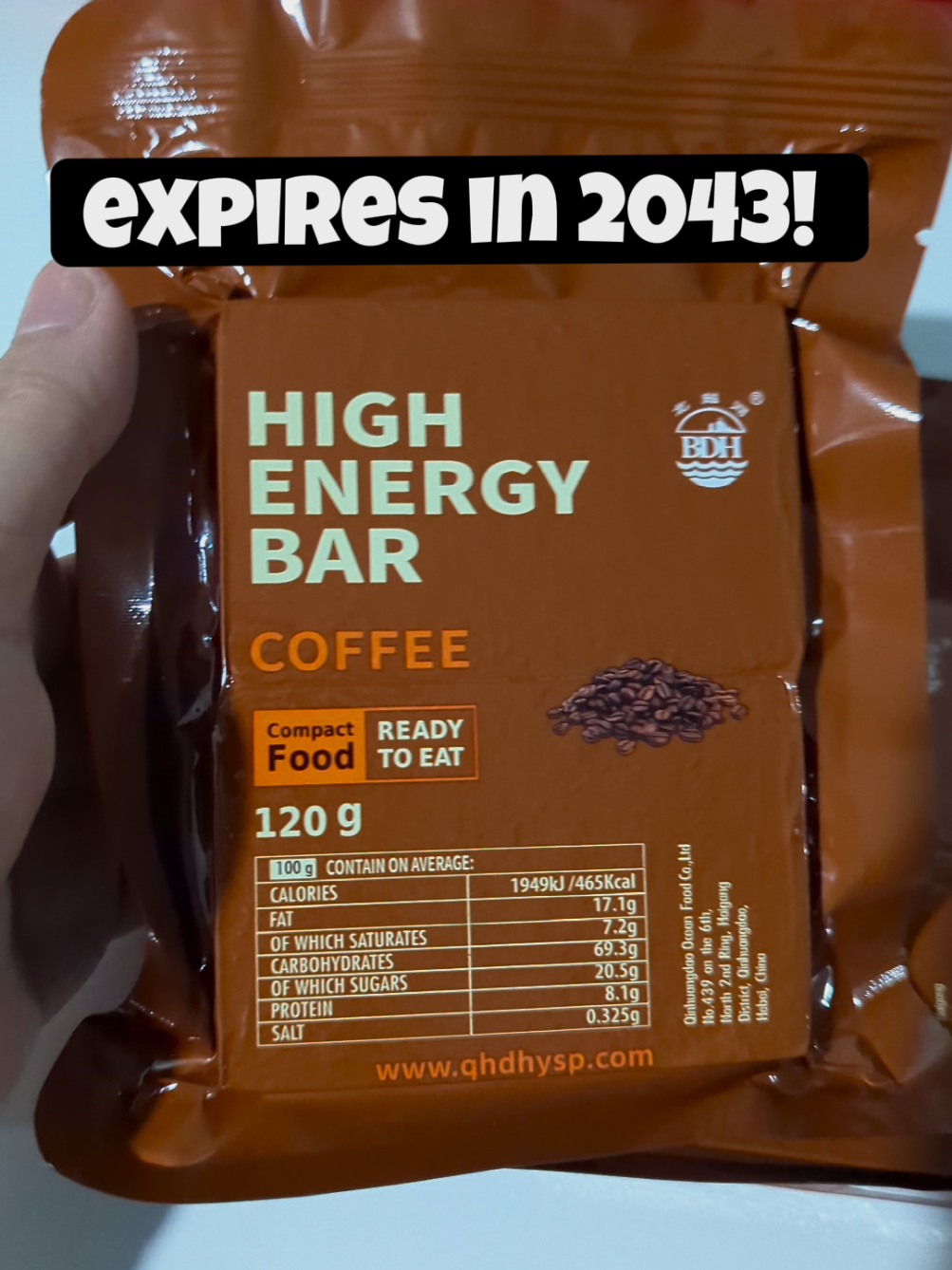 This  high-energy bar legit lasts 20 YEARS,  no fridge, no prep, just survival fuel when you need it.  #gobagmusthave  #emergencyresponse  #thebigone  #survivalfood 