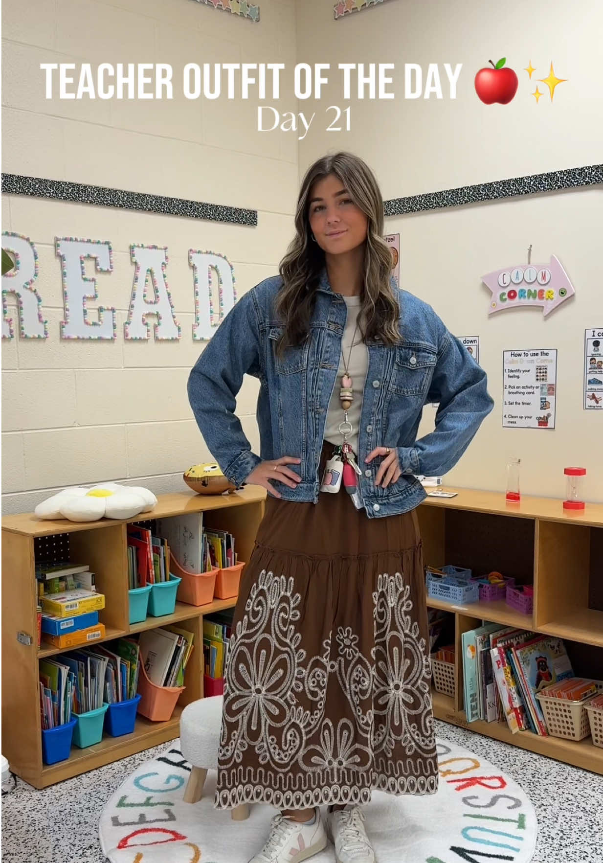 Top and jacket @Old Navy Official skirt @Marshalls shoes @Veja !! 🤎 #fyp #kindergartenteacher #teacher #teachersoftiktok #outfit 