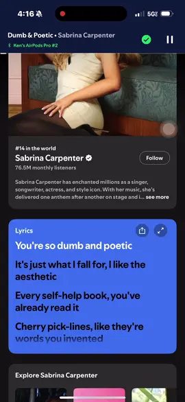 Dumb and poetic #sabrinacarpenter #lyrics 