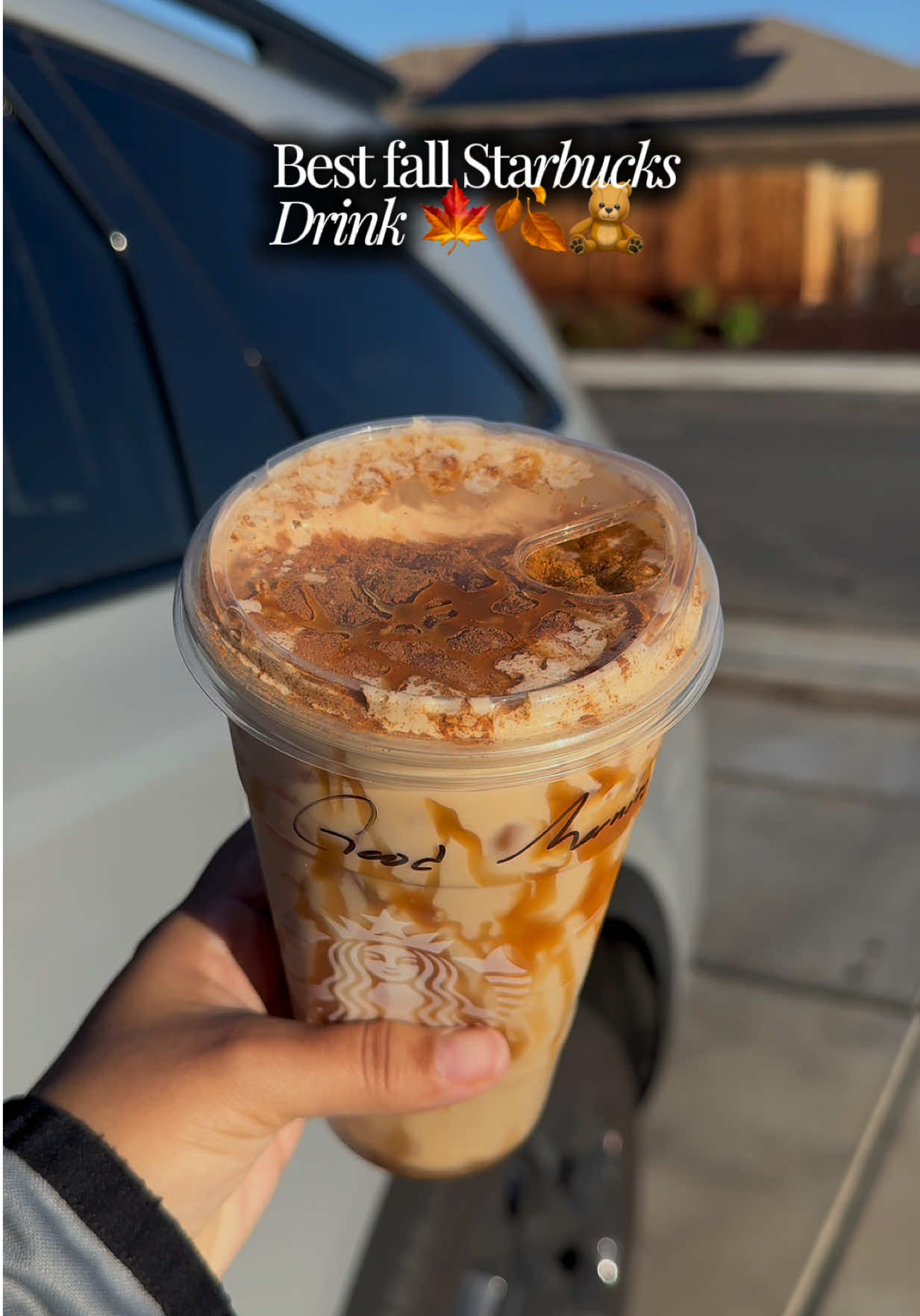 Coffee lovers are loving this season 🍂🍁🧸🎃 MY ORDER: Venti Iced Pumpkin Cream Chai 1 pump vanilla syrup 1 pump brown sugar syrup Oatmilk Caramel syrup around the cup Extra Pumpkin Cream Cold Foam Top it with cinnamon  #fall #starbucks #coffee #starbucksdrinks #coffeeshop 