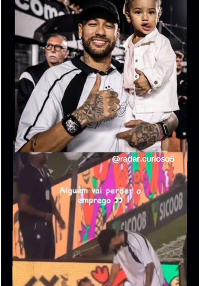 Tadinha gente 🥺  Segurança acertou uma bola na Mavie durante a partida do Santos na Vila Belmiro, Neymar estava ao lado dela.  #neymar #foryou #viral #futebol #neymarjr 
