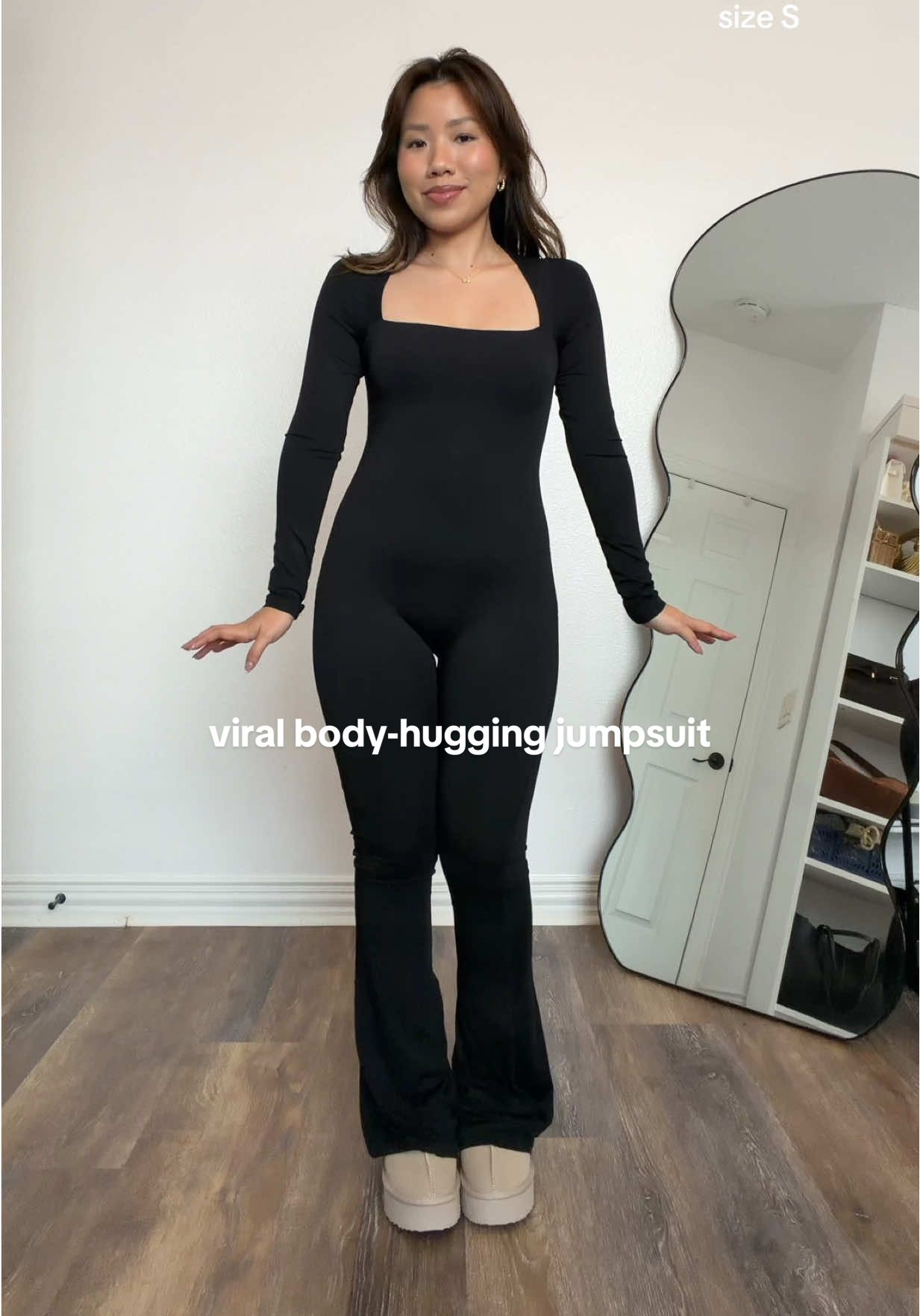 The material is stretchy but feel super soft! Not see through at all! A bit long for petites hehe #hyzjumpsuit #jumpsuit #bodysuit #tiktokshopcreatorpicks #fallfashion @H Y Z 