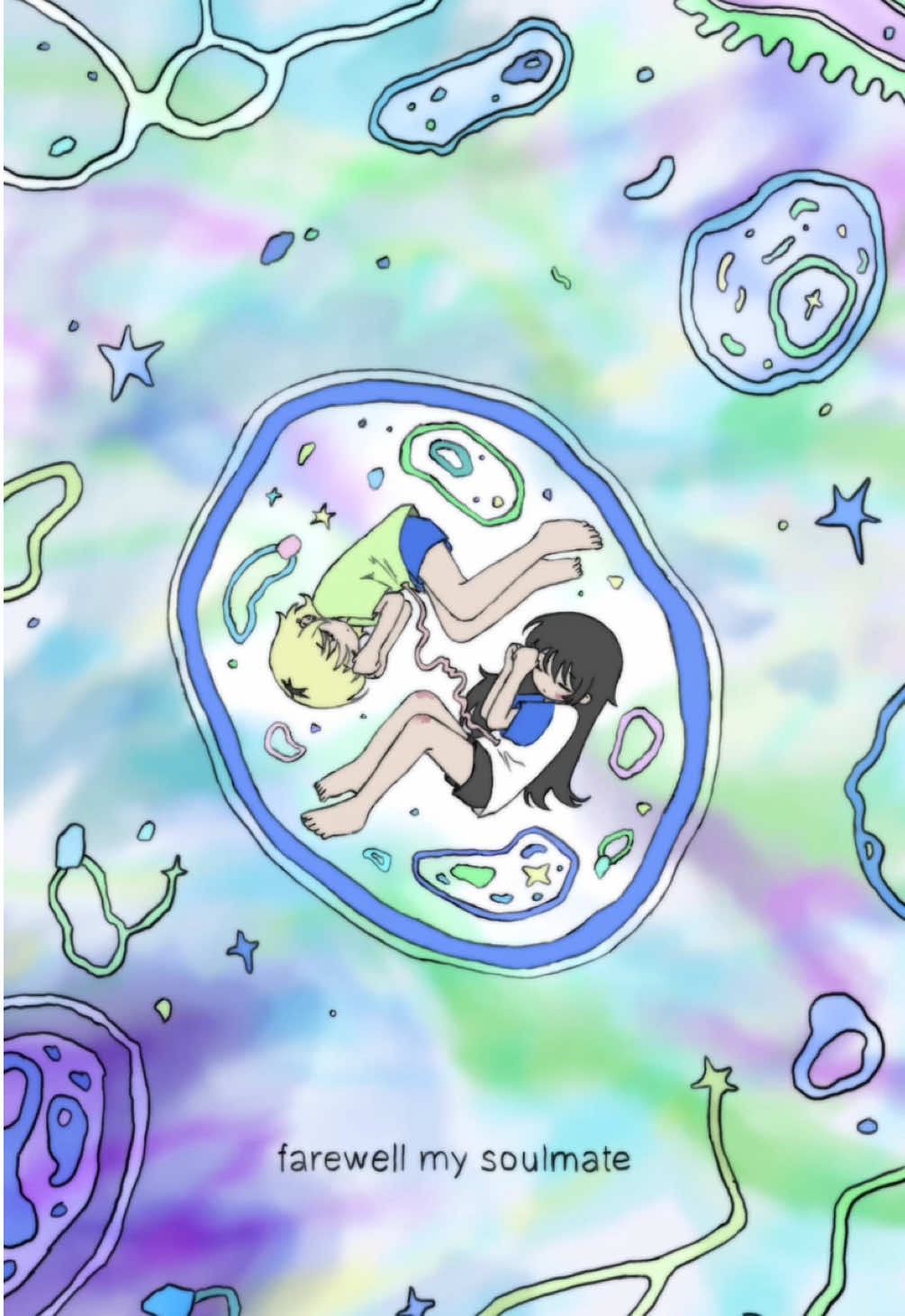 farewell my soulmate i miss you in every universe #hiyoctober2025 — dividing cells 🔬🌀💠  #animation #illustration #poetry #イラスト 