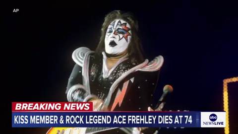 (10/16/25) Ace Frehley, the founding guitarist for the rock band #KISS, has died at age 74. #breakingnews