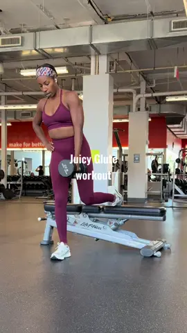 If the goal is to grow those glutes, then this workout is perfect for you! 🫵🏾 It’s also silk press szn so this headband from @Gymwrap is a must to keep my edges laid and sweat free✨ I’m wearing the Heritage wrap and I love this design bc it’s giving fall warm tones to match the season 🍁 #gluteworkout #glutegrowth #bulgariansplitsquat #hipthrust #squatpress 