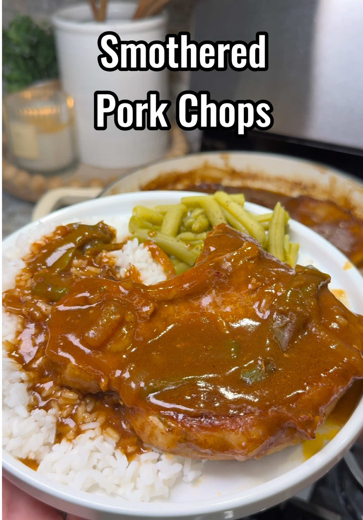 Smothered Pork Chops! Recipe on my website! 😮‍💨🔥 #Recipe #dinner 