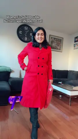 Women's Solid Double Button Lapel Woolen Coat! #fyp #women #Women's Solid #DoubleButton #woolcoat 