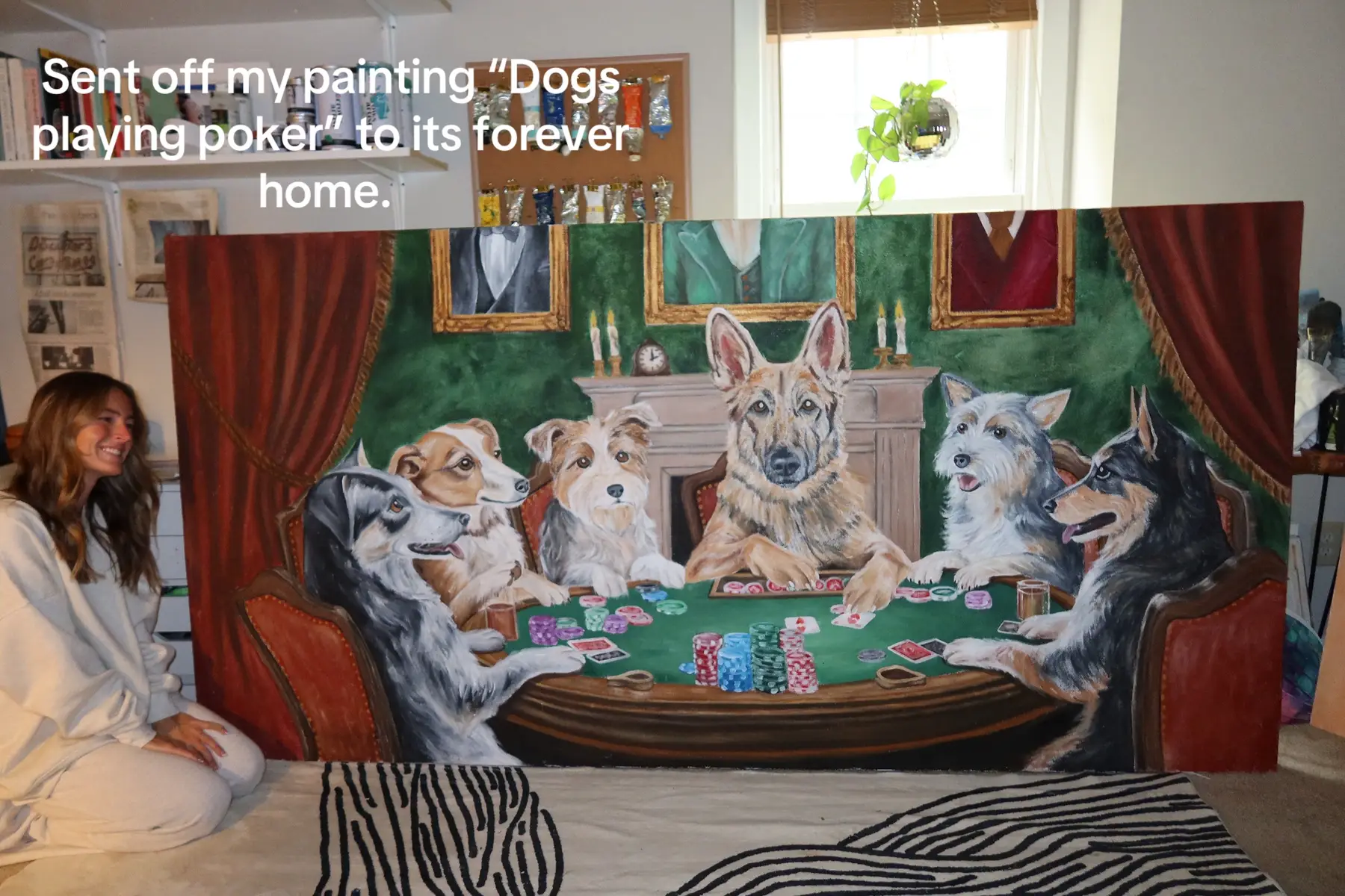 Why is being an artist such a nostalgic bittersweet feeling? I am a sucker for not wanting to let my paintings go when they’re done ❤️🫶🏼 #painting #dogpainting #dogartwork #dogart #petartist 