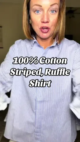 #cottonshirt #stripes #ruffles #blouse #buttondown @Sage Vell 