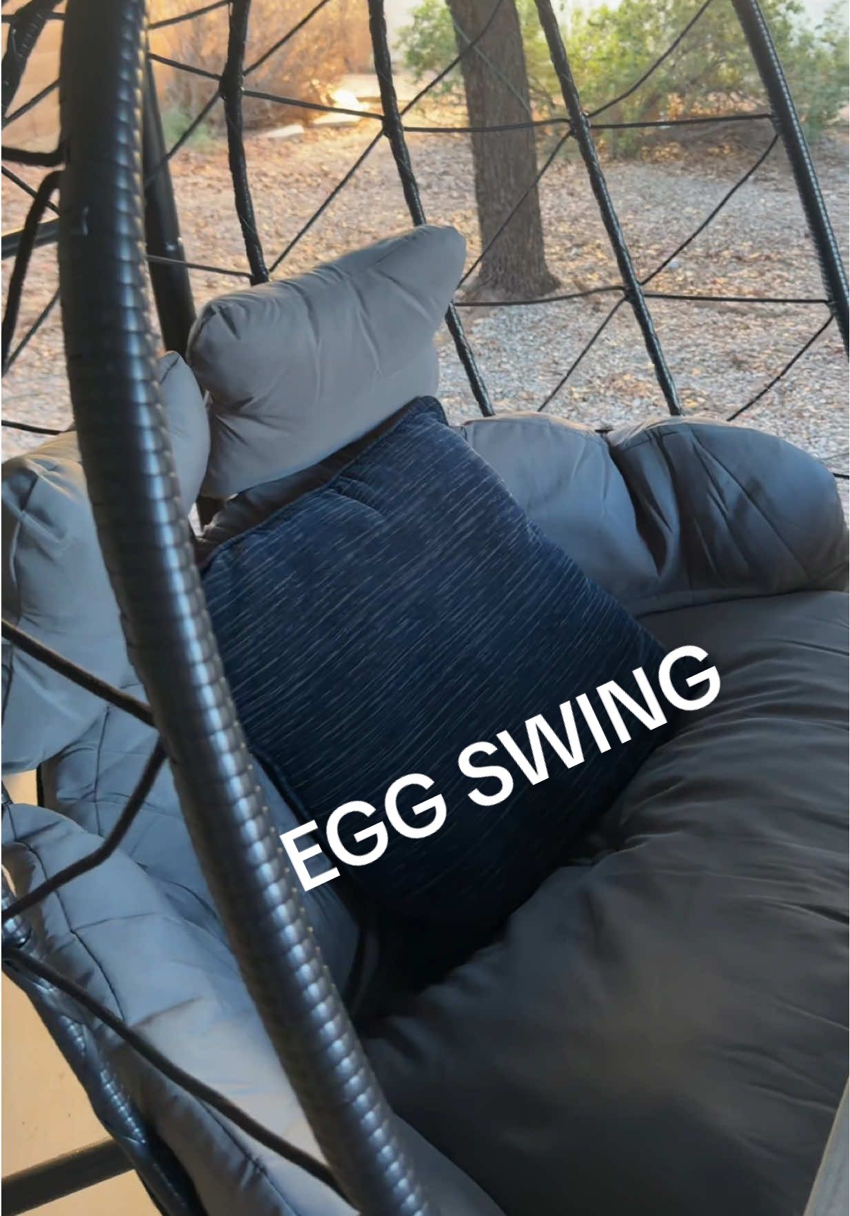 This double egg chair swing can hold almost 700 pounds. It’s so comfy and cozy and I love my patio now.  it was also really easy to assemble! #e#eggswingc#chairs#swingp#patiofurniturec#cozy