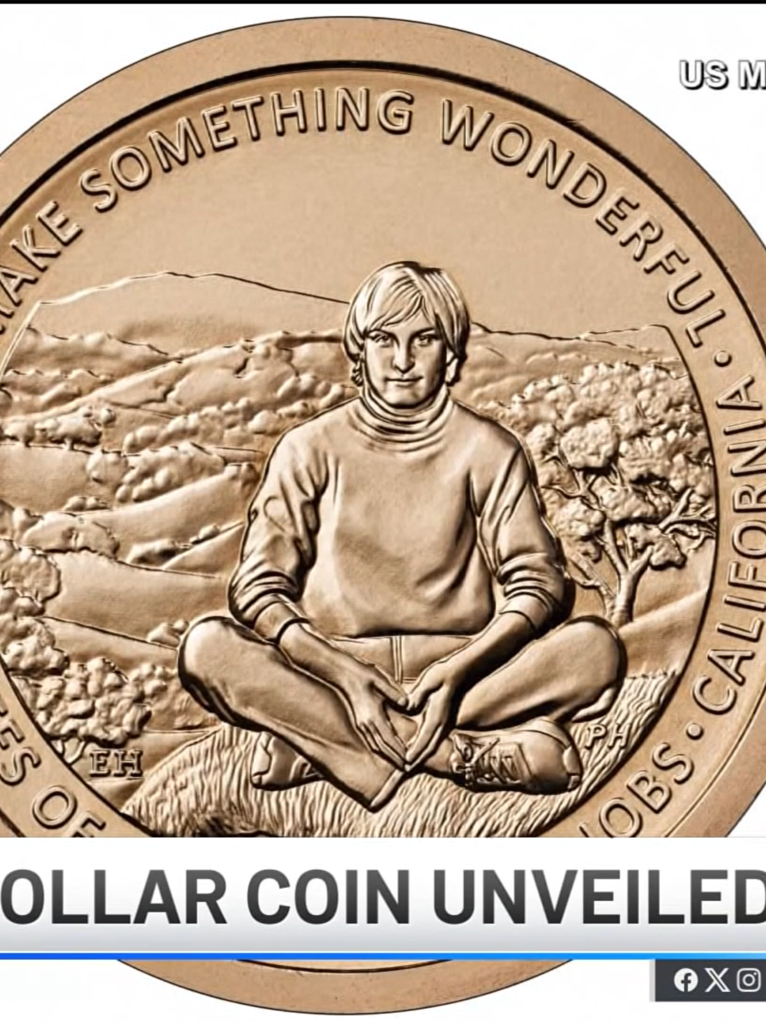 New dollar coin unveiled in honor of Apple co-founder Steve Jobs. #apple #stevejobs #bayarea