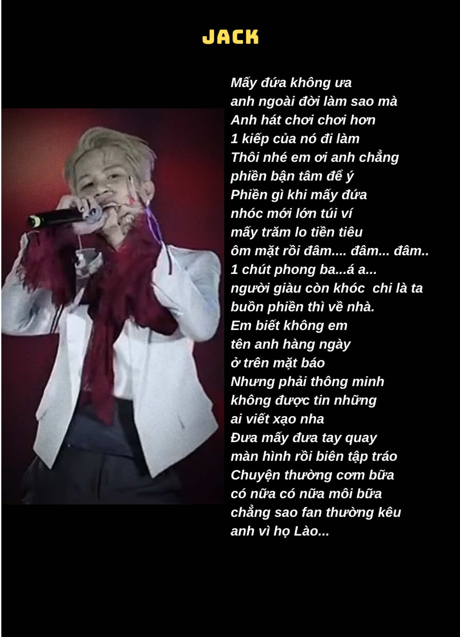 Mấy đứa không ưa anh ngoài đời làm sao mà… #nhachaymoingay #lyrics #jack #j97 #xuhuong 