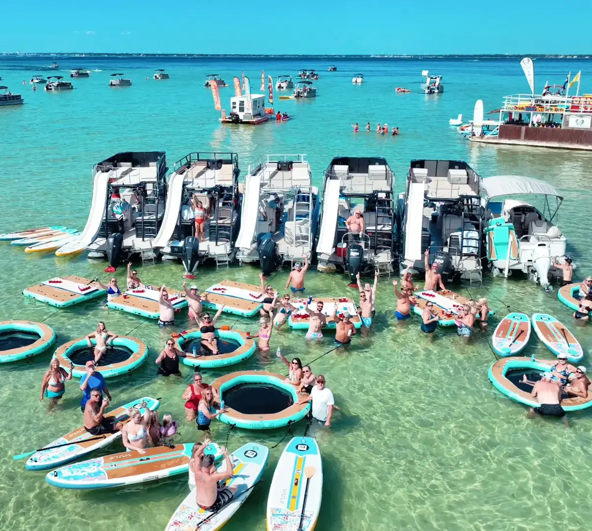 Congratulations to Mr & Mrs Brunney! 🎉🎉🦀🏝 this wedding party spent 8 hours at Crab Island and they had a blast!   . . . #emeraldcoastislandexcursions #crabisland #destinflorida #florida #crabislanddestinfl 