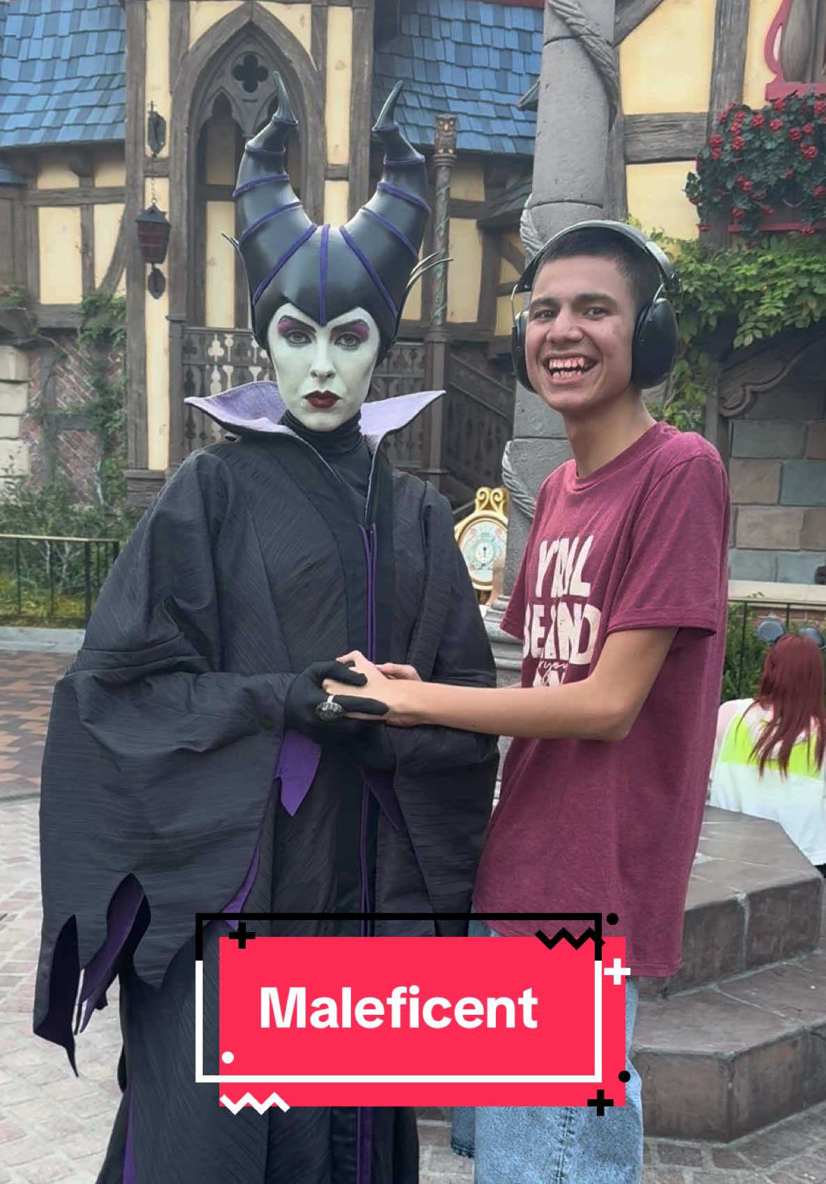 Maleficent asking Thomas if he enjoyed the snacks he had earlier #autism #disneyland #disneyparks #halloween #maleficent 