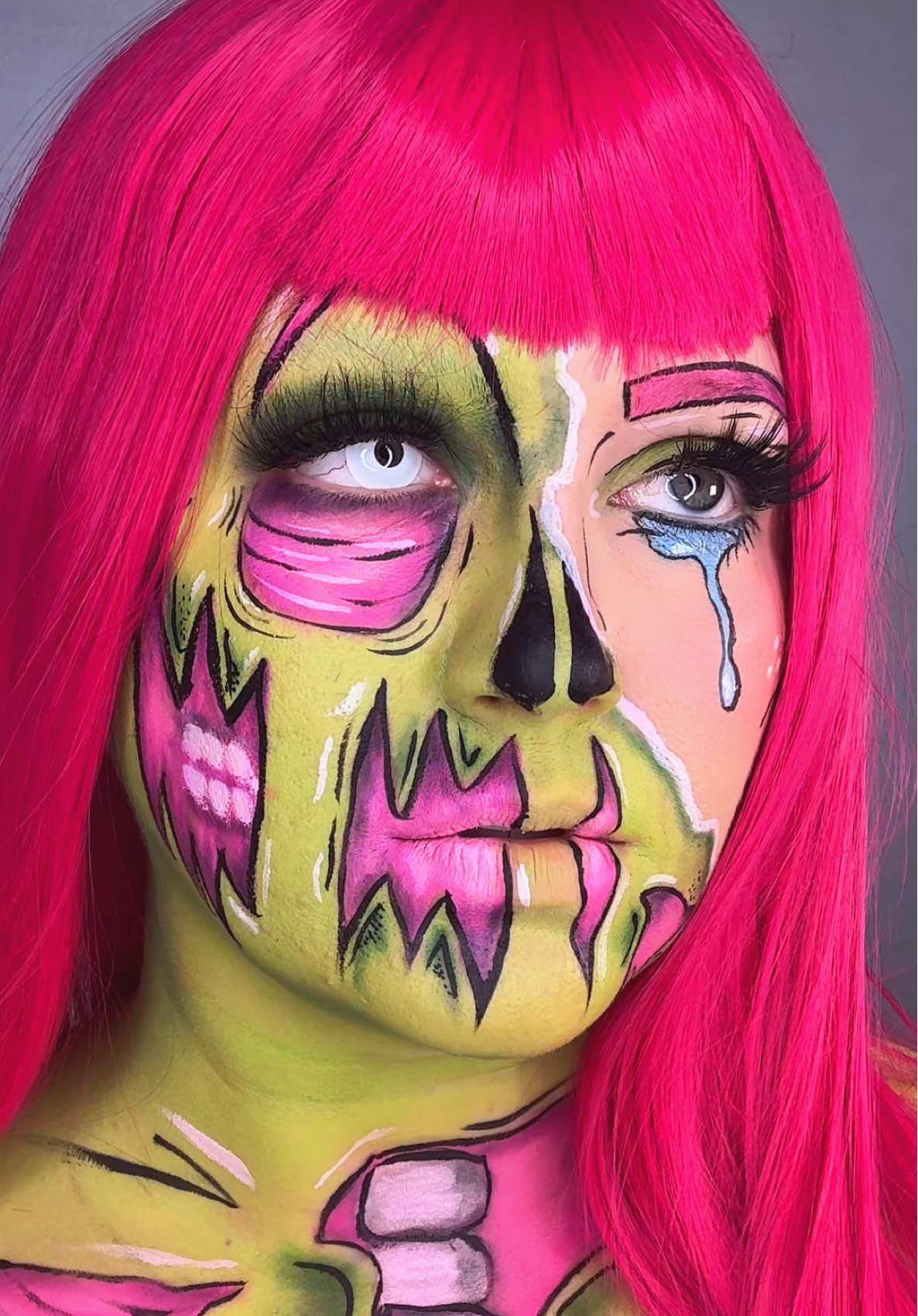 16/31 POP ART ZOMBIE 🩷🧟‍♀️ one of my favs so far. #31daysofhalloween #foryou #sfx 
