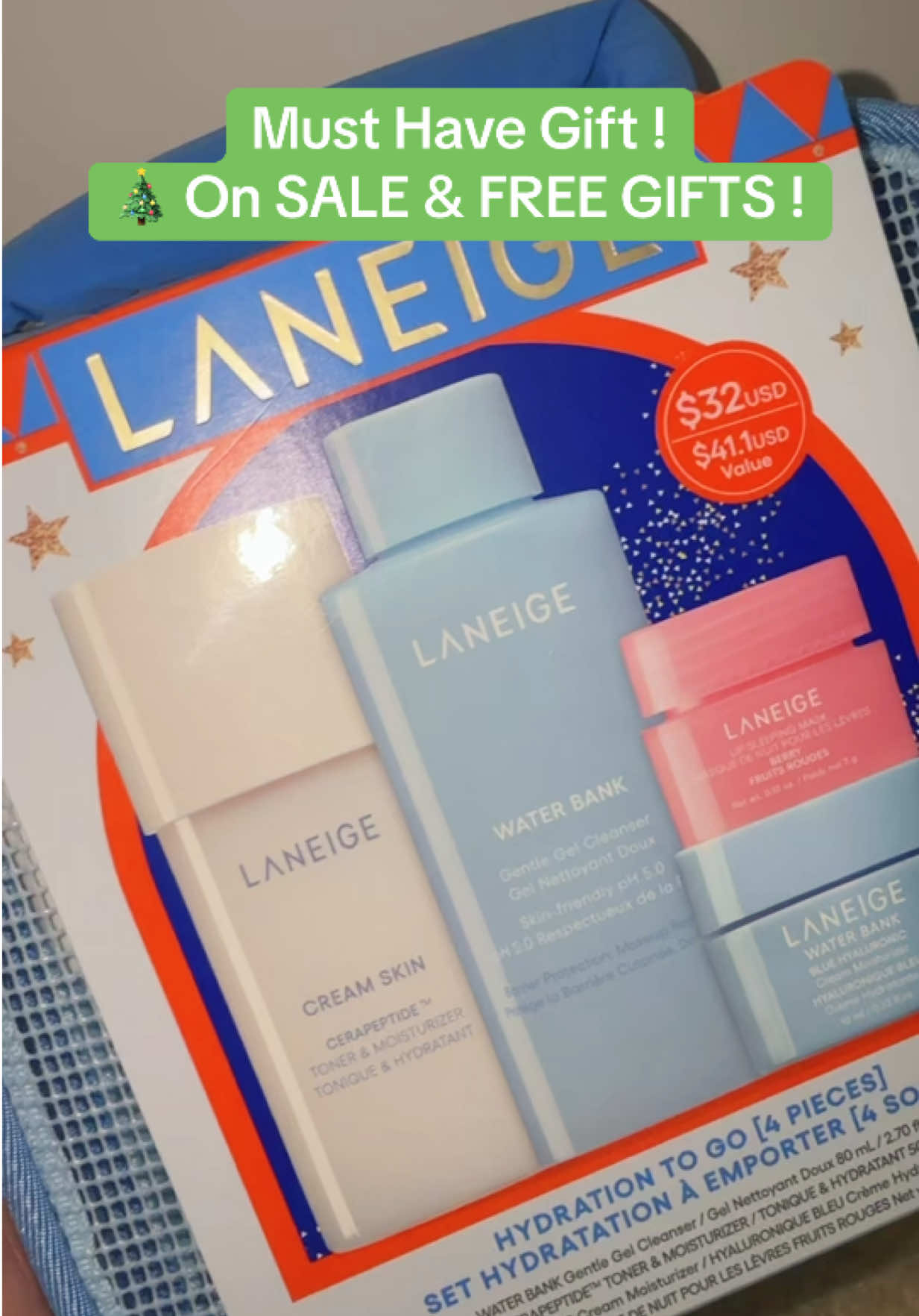 LANEIGE skincare hydration to go gift set is  limited edition and will go fast ! This Christmas gift set is the perfect gift to add to your skincare routine! 🤩🎄@laneige_us #laneige  #laneigeskincare #skincare #christmasgiftideas #tiktokshopblackfriday Posted 10/16/2025 . Results may vary. Prices and promos accurate at time of posting and may change