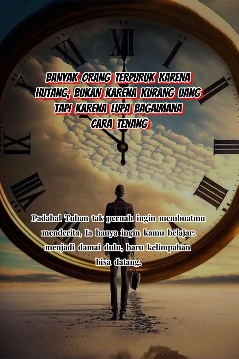 Kita sering dengar, “Ujian itu tanda Tuhan sayang.” “Atau rezeki akan datang di waktu yang tepat.” Tapi realitanya… banyak orang justru terpuruk dalam rasa cemas, takut, dan malu. Tidur gak nyenyak, pikiran penuh hutang, dan hati terasa hampa meski doa tak pernah putus. Apakah mereka kurang iman? Tidak. Apakah mereka lemah? Tidak juga. Mereka hanya terlalu lama memikul beban tanpa arah, berjuang dari rasa takut, bukan dari kesadaran. Karena ujian finansial bukan sekadar soal uang, tapi soal bagaimana energi kita berhubungan dengan rasa cukup dan kepercayaan pada semesta. Saat kita terus merasa bersalah karena belum bisa bayar hutang, merasa gagal karena belum bisa menafkahi dengan cukup, energi kita turun. Dan semakin rendah energimu, semakin rezeki sulit mendekat. 👉 Bukan karena Tuhan marah, tapi karena kamu belum belajar tenang di tengah kekurangan. Kadang Tuhan membiarkan tabunganmu habis, bisnismu sepi, atau rezekimu seret, bukan untuk menghukummu, tapi agar kamu mulai menata kembali hubunganmu dengan uang. Agar kamu belajar bahwa nilai dirimu tidak ditentukan oleh saldo rekening. Bahwa kekayaan sejati dimulai dari ketenangan batin.  “Tuhan tidak ingin kamu miskin, Ia hanya ingin kamu sadar, bahwa uang hanyalah cermin dari energi yang kamu pancarkan.” Jadi saat hidup terasa berat, bukan berarti kamu gagal. Mungkin kamu sedang diajarkan bagaimana menjadi orang yang bisa tetap damai, meski belum punya semua yang kamu mau. Karena ketika hatimu damai, semesta lebih mudah menyalurkan kelimpahan ke hidupmu. Tulis di komentar: “Aku sedang belajar tenang meski rezekiku belum lancar.” 📌 Simpan tulisan ini supaya kamu ingat  bahwa ujian finansial bukan akhir, tapi awal dari kesadaran baru tentang rezeki. 👉 Klik link di bio untuk dengarkan audio Afirmasi Menarik Kekayaan, Kelimpahan dan Bebas Hutang agar energi rezekimu kembali selaras dan terbuka menerima aliran baru dari semesta.