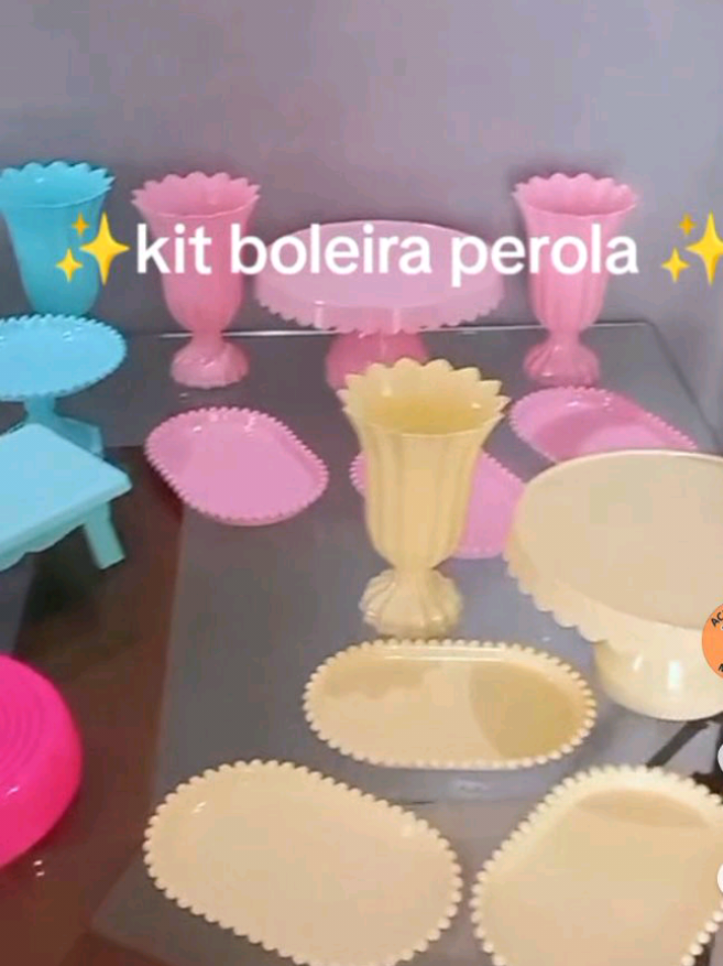kit boleira perola com 10 peças ✨ #boleira #festainfantil #festanamesa #decoracao 